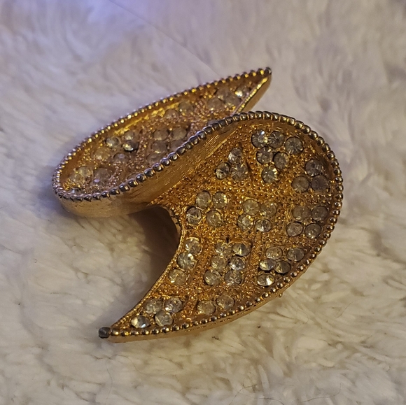 Abstract Wave Crystal Brooch 1960s - Picture 5 of 13